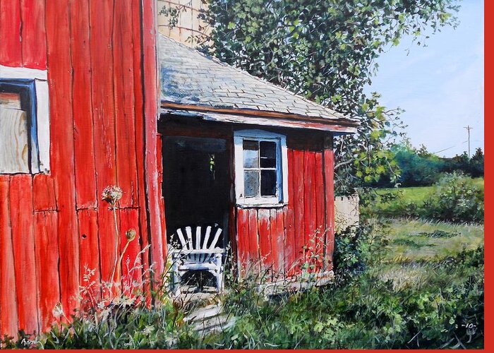 Barn Greeting Card featuring the painting The Chair by William Brody