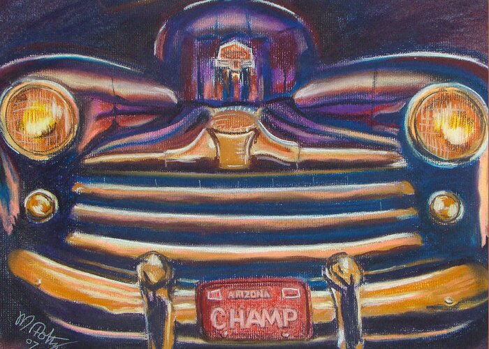 Cars Greeting Card featuring the painting The Champ by Michael Foltz