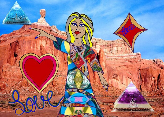 Pyramids Greeting Card featuring the digital art The Channeler by Laura Smith