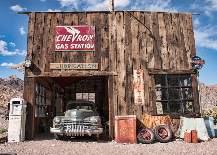 Nelson Greeting Card featuring the photograph The Chevron Station by Kristia Adams