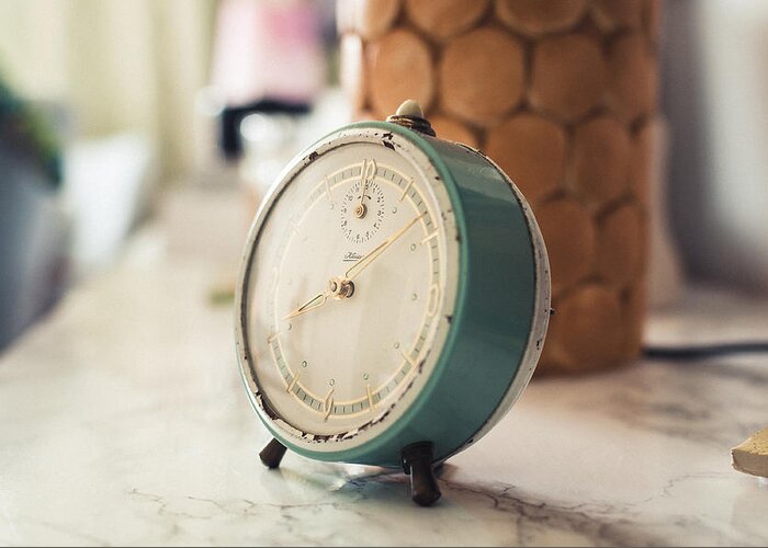 Alarm Greeting Card featuring the photograph The Clock by Marcus Karlsson Sall
