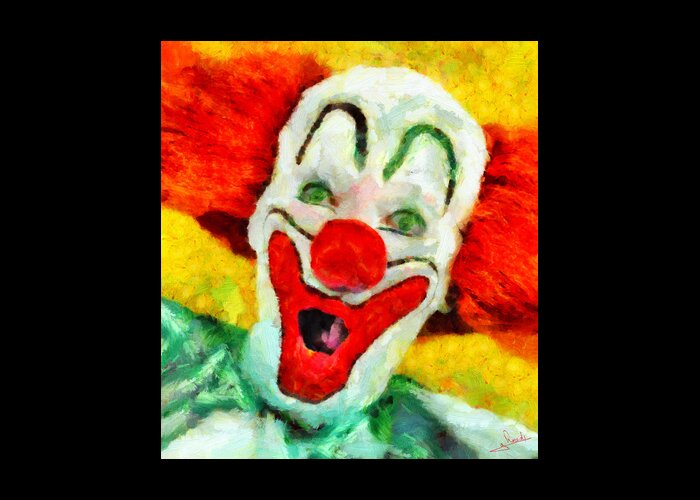 The Clown Greeting Card featuring the painting The clown by George Rossidis