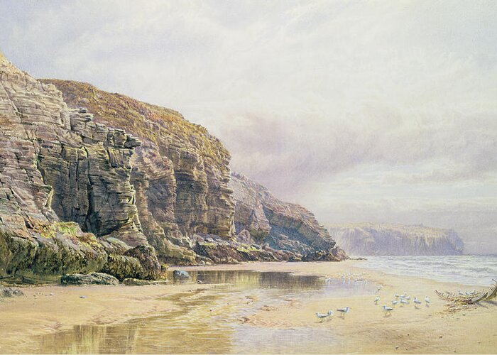 Coast Greeting Card featuring the painting The Coast of Cornwall by John Mogford