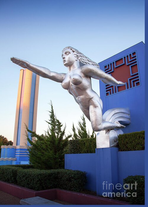 Art Deco Statues Greeting Card featuring the photograph The Contralto Statue, The State Fair of Texas Esplanade by Greg Kopriva