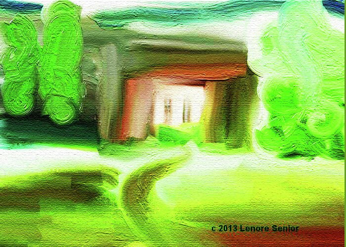 Abstract Greeting Card featuring the painting The Cottage by Lenore Senior