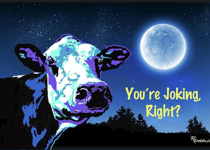 Cow Greeting Card featuring the digital art The Cow jumps Over The Moon by Richard De Wolfe