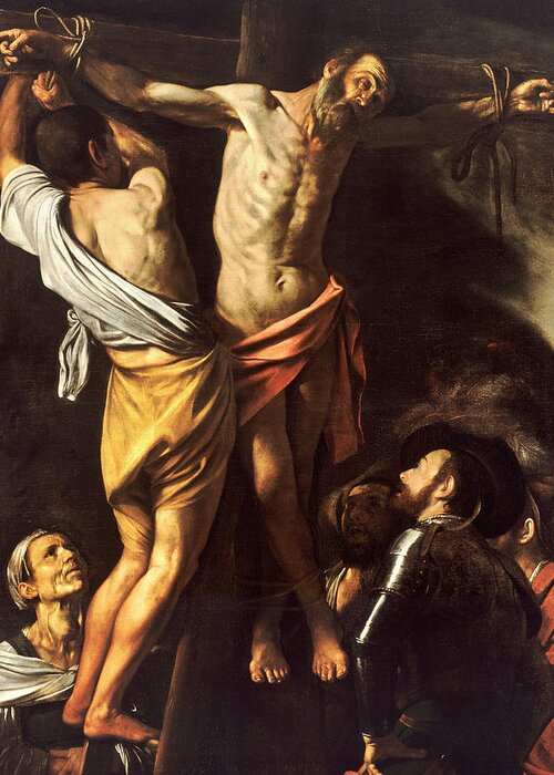 Caravaggio Greeting Card featuring the painting The Crucifixion of Saint Andrew by Caravaggio