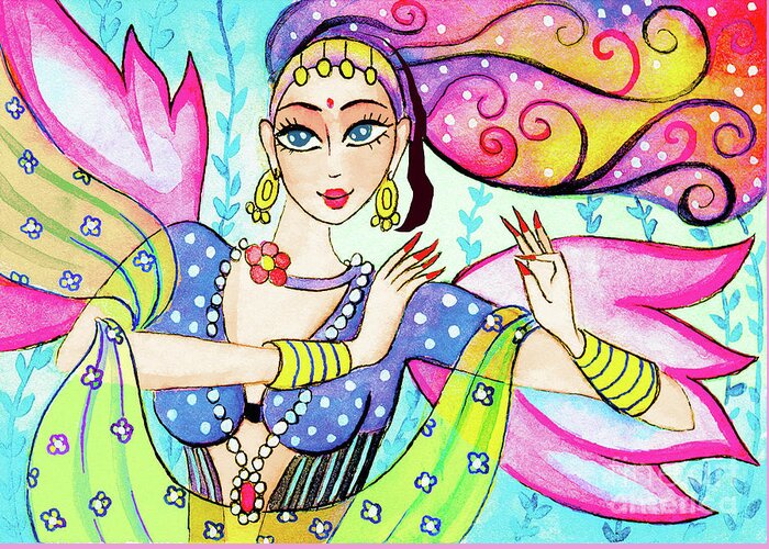 Fairy Dancer Greeting Card featuring the painting The Dance of Pari by Eva Campbell