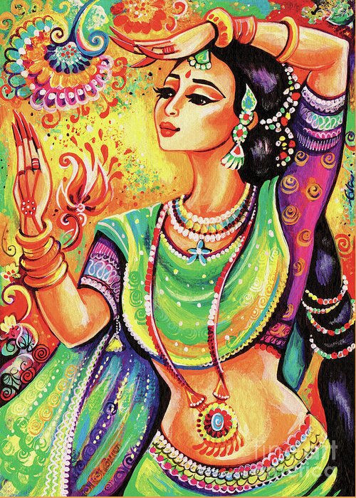 Indian Dancer Greeting Card featuring the painting The Dance of Tara by Eva Campbell