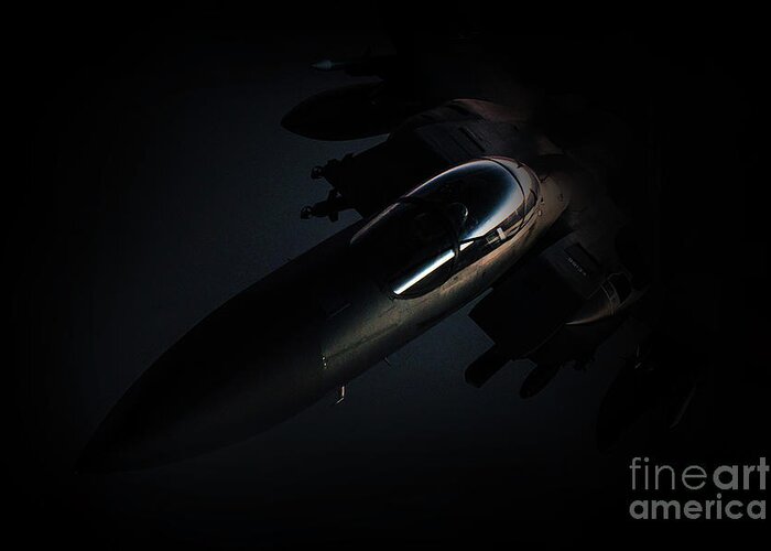 F15 Greeting Card featuring the digital art The Dark Knight by Airpower Art