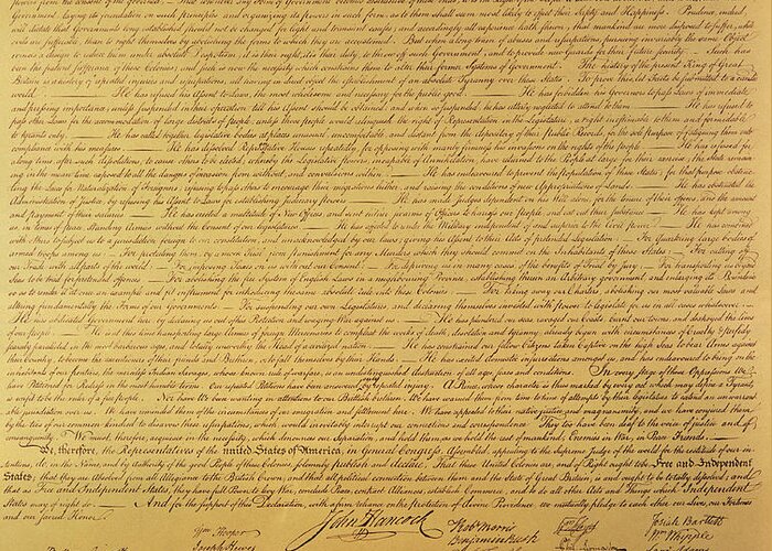 Declaration Of Independence Of The 13 United States Of America Of 1776 Greeting Card featuring the painting The Declaration of Independence by Founding Fathers
