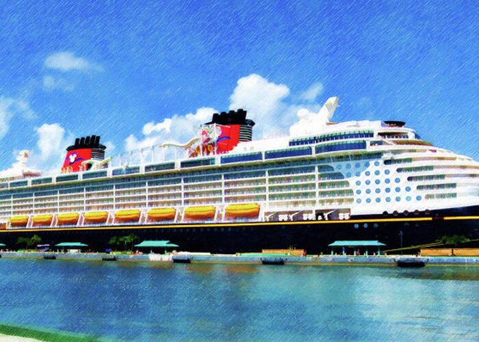 Disney Dream Greeting Card featuring the painting The Disney Dream in Nassau by Sandy MacGowan