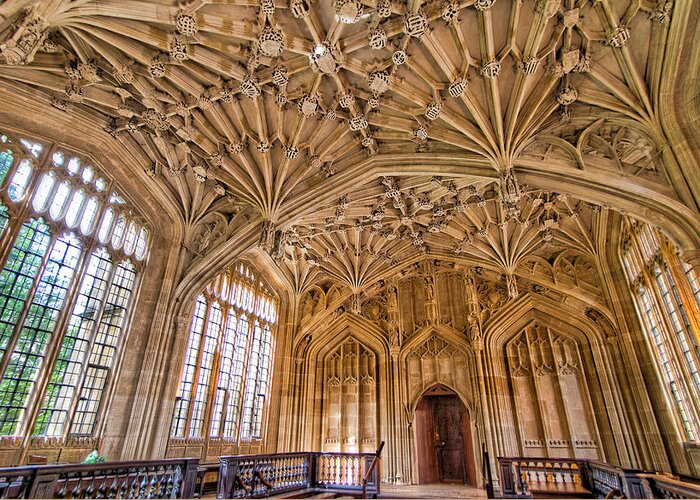 Europ Greeting Card featuring the photograph The Divinity School at the Bodleian Library by Tim Stanley