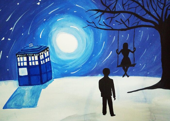 Doctor Who Greeting Card featuring the painting The Doctor comes to call by Shirin Sadikot