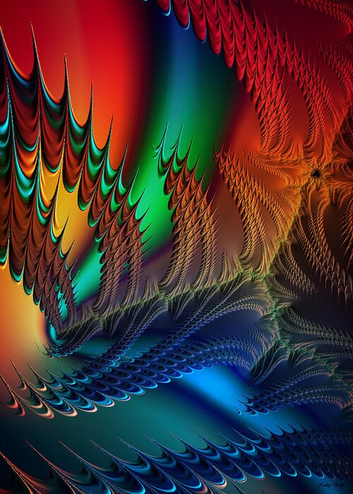 Fractal Greeting Card featuring the digital art The Dragon's Den by Kathy Kelly