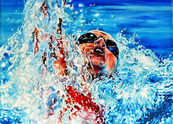 Swimmer Greeting Card featuring the painting The Dream Becomes Reality by Hanne Lore Koehler