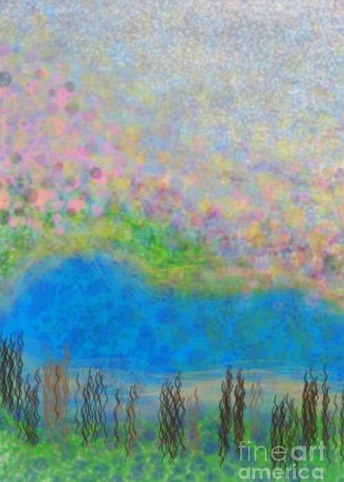 Abstract Greeting Card featuring the digital art The Dreamy Pond by Chris Dippel