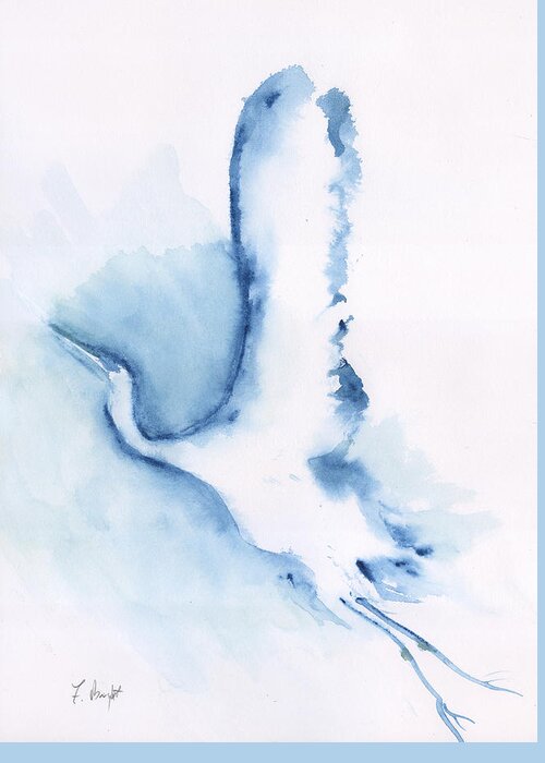 The Egret Take Off Greeting Card featuring the painting The Egret Take Off by Frank Bright
