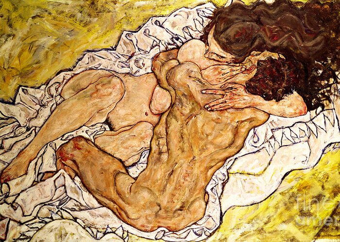 Egon Schiele Greeting Card featuring the painting The Embrace by Egon Schiele