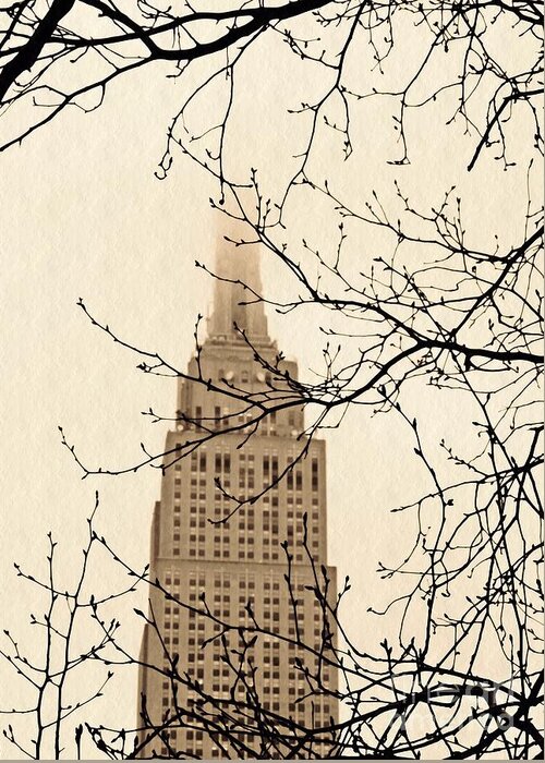 Empire State Building Greeting Card featuring the photograph The Empire State Building on a Foggy Afternoon by Sarah Loft