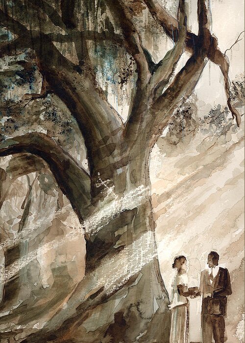 People Greeting Card featuring the painting The Encounter by Arline Wagner