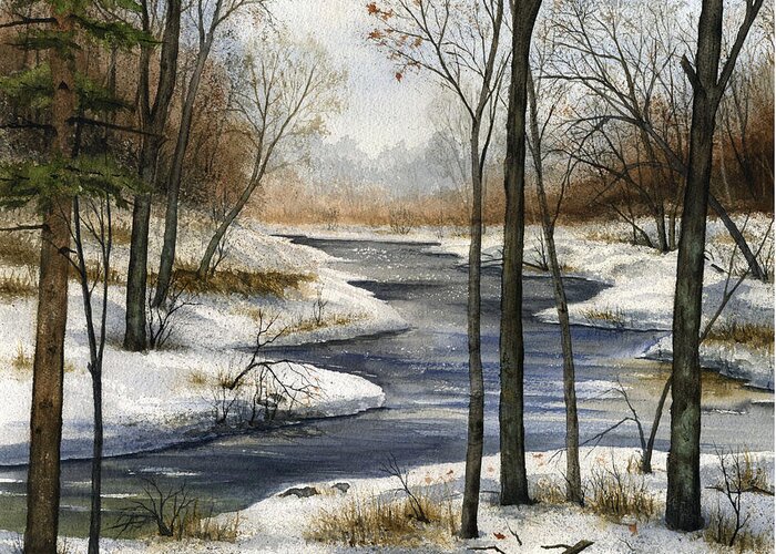 River Greeting Card featuring the painting The End of the Road by Mary Tuomi