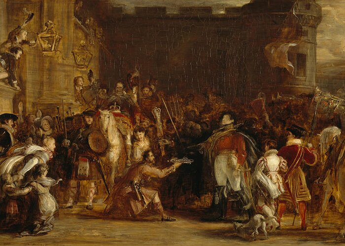 David Wilkie Greeting Card featuring the painting The Entrance of George IV at the Palace of Holyroodhouse by David Wilkie