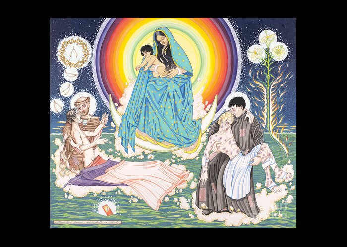 Mary Greeting Card featuring the painting The Epiphany Wisemen Bring Gifts to the Child by William Hart McNichols