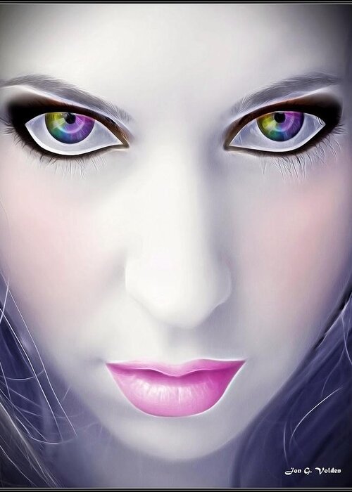 Fantasy Greeting Card featuring the painting The Eyes Of A Fairy by Jon Volden