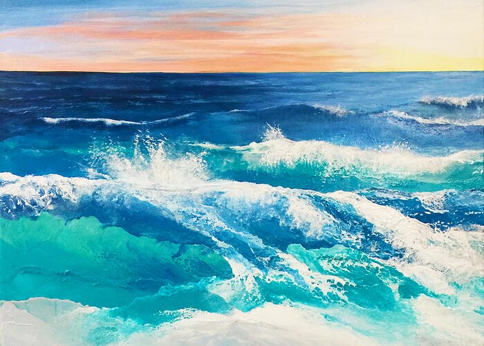 Ocean Greeting Card featuring the painting The Farthest Oceans by Linda Bailey