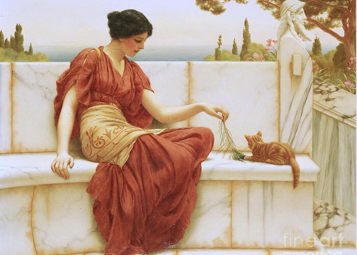 The Favorite Greeting Card featuring the painting The Favorite by John William Godward