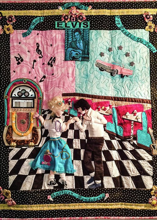50's Greeting Card featuring the tapestry - textile The Fifty's by Donna Kirby