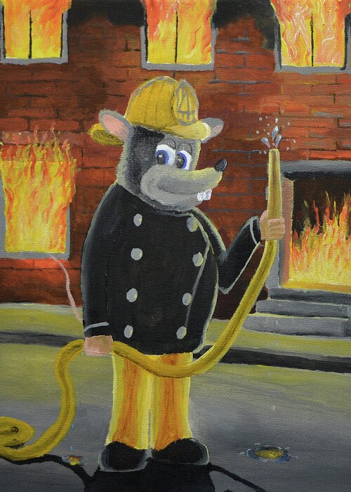 Fire Rat Greeting Card featuring the painting The Fire Rat by Winton Bochanowicz