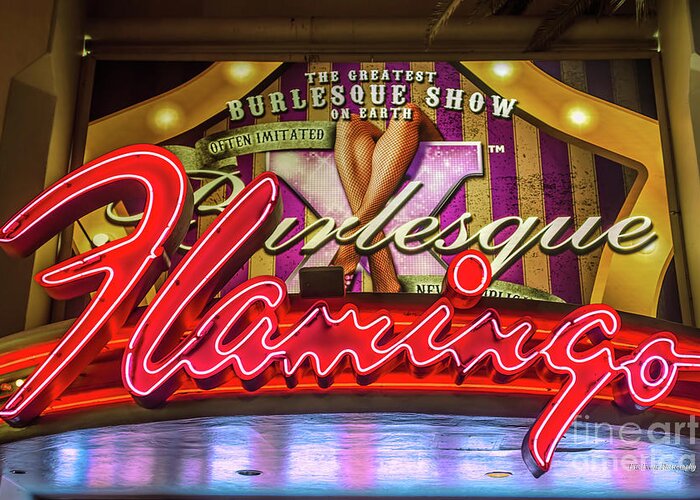 The Flamingo Greeting Card featuring the photograph The Flamingo Burlesque Sign by Aloha Art