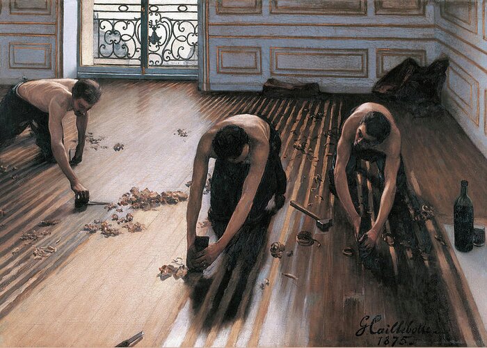 Floor Scrapers Greeting Card featuring the painting The Floor Scrapers #6 by Gustave Caillebotte