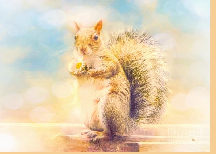 Squirrel Greeting Card featuring the photograph The Flower Girl by Tina LeCour