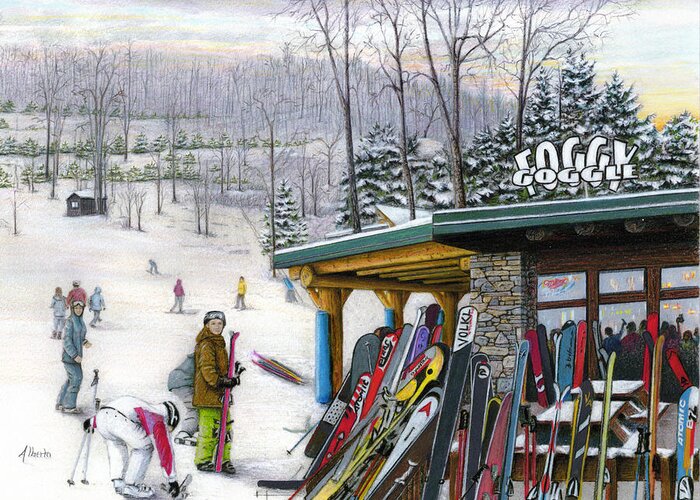 Seven Springs Greeting Card featuring the painting The Foggy Goggle at Seven Springs by Albert Puskaric