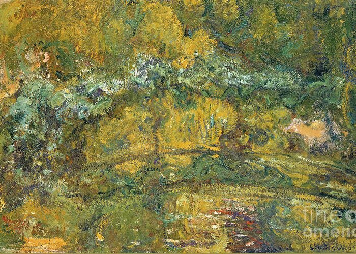 Bridge Greeting Card featuring the painting The Footbridge over the Waterlily Pond, 1919 by Claude Monet