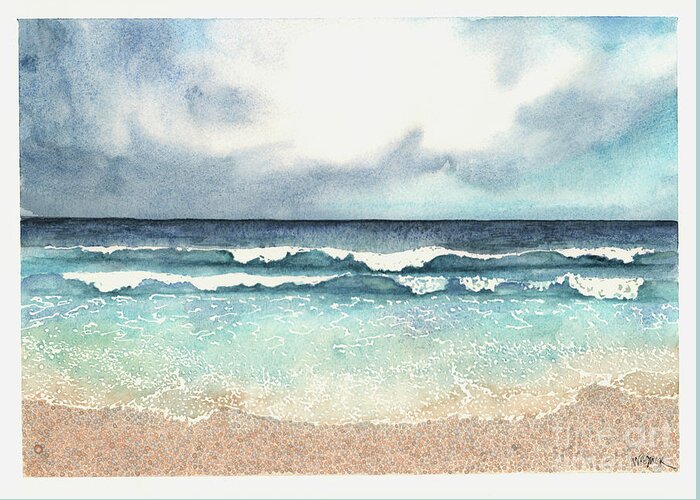 Beach Greeting Card featuring the painting The Forecast for Today by Hilda Wagner
