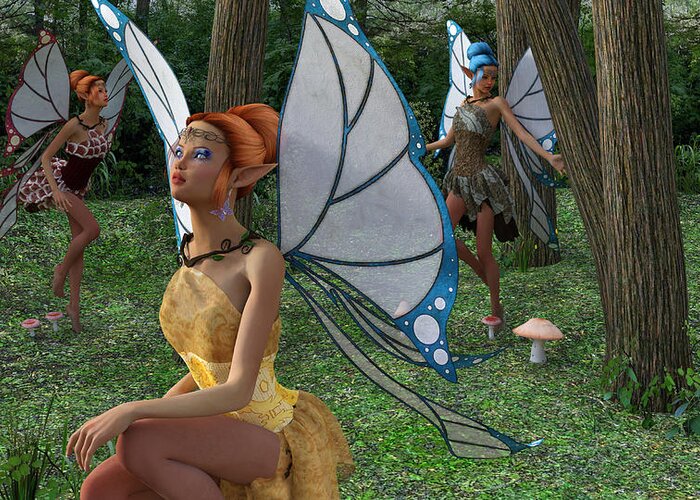 Pixie Greeting Card featuring the digital art The Forest Never Tells by Betsy Knapp
