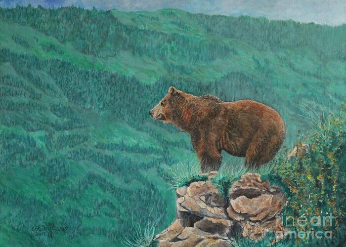 Bear Greeting Card featuring the painting The Franklin Grizzly Bear by Bob Williams