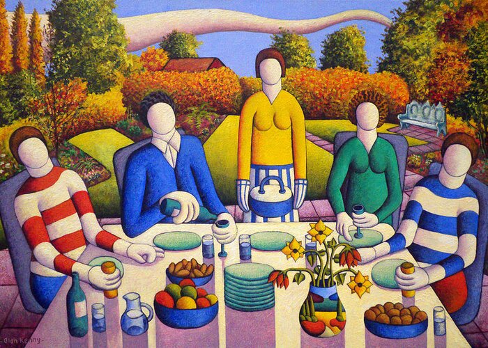 Garden Greeting Card featuring the painting The Garden Party by Alan Kenny