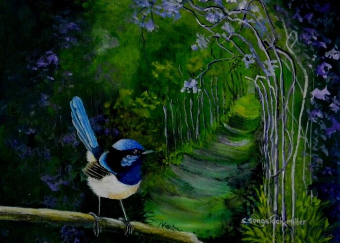 Wren Greeting Card featuring the painting The Garden Path by Sandra Sengstock-Miller