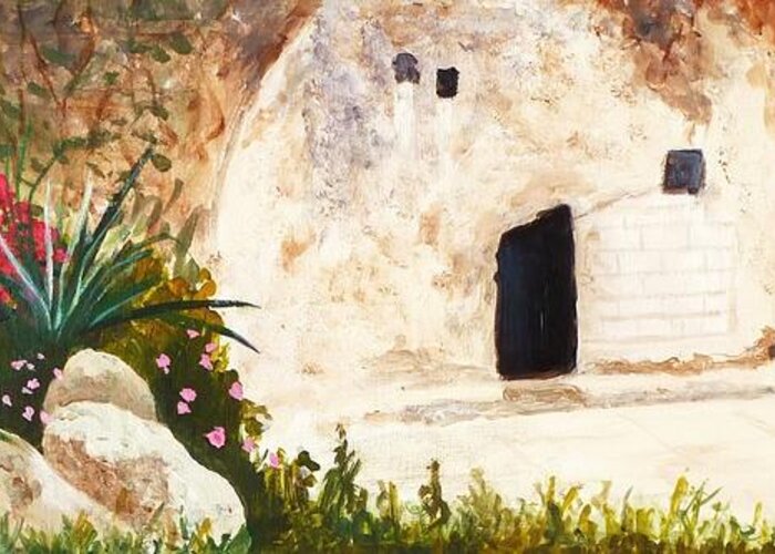 Garden Tomb Greeting Card featuring the painting The Garden Tomb Jerusalem by Nigel Radcliffe