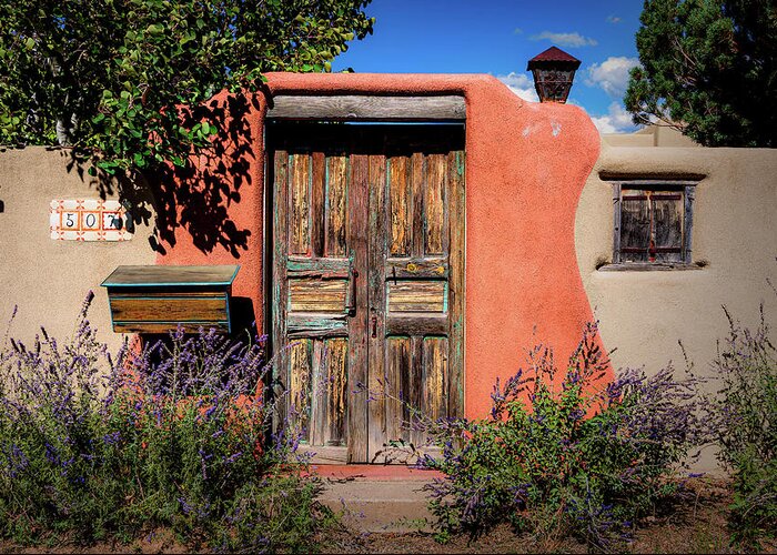 Adobe Greeting Card featuring the photograph The Gate and The Lavender by Paul LeSage