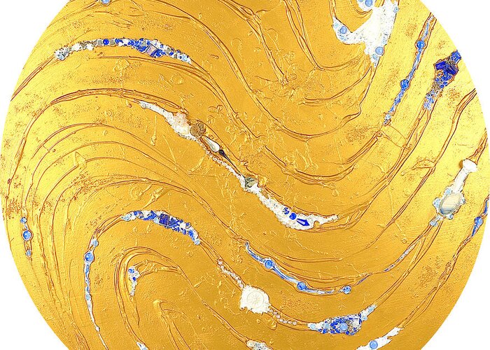 The Golden Flow Of Peace Greeting Card featuring the relief The golden flow of peace by Heidi Sieber