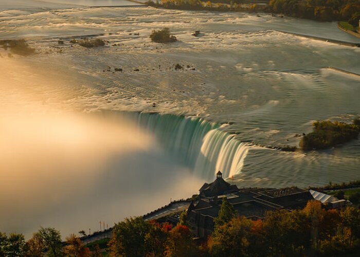 Niagara Falls Greeting Card featuring the photograph The Golden Mist of Niagara by Mark Rogers