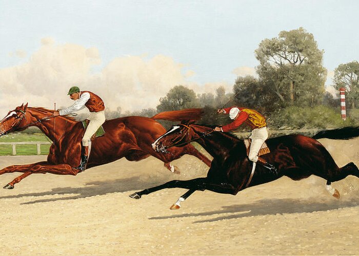 Horse Greeting Card featuring the painting the Great Ten Thousand Dollar Match by Henry Stull