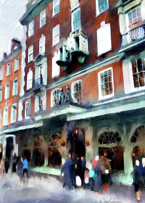 London Greeting Card featuring the digital art The Grocer - Fortnum and Mason by Nicky Jameson