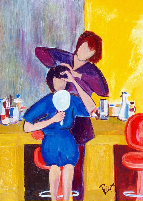 Hair Salon Greeting Card featuring the painting The Hair Dresser by Betty Pieper